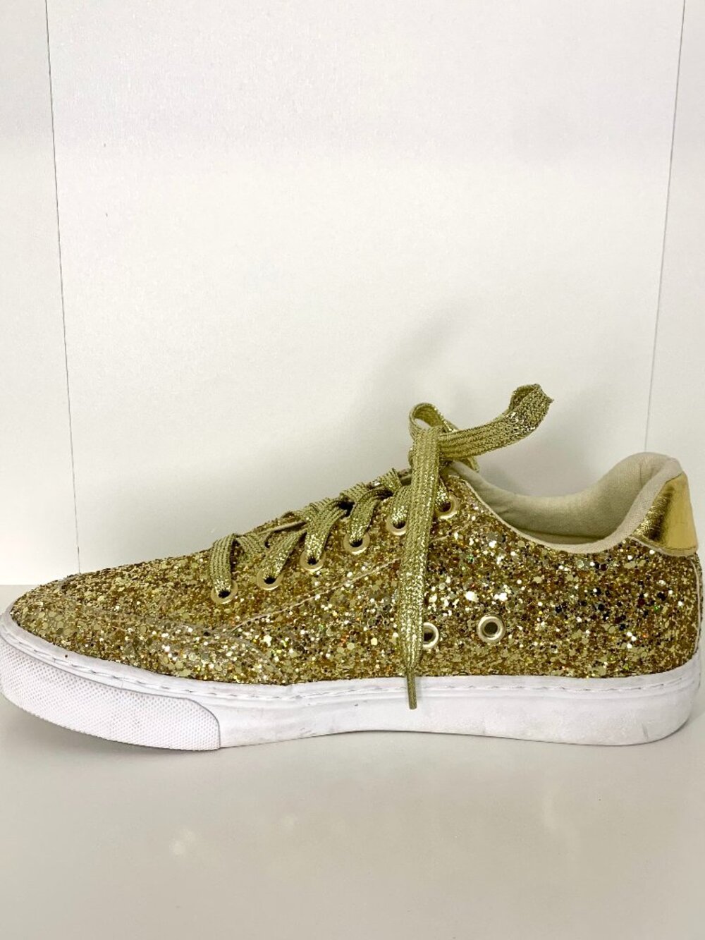 Gold Glitter Canvas Shoes Size 7